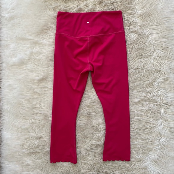 Kate Spade Pink Scalloped Hem High Rise Cropped Capri Crop Leggings - Picture 6 of 12